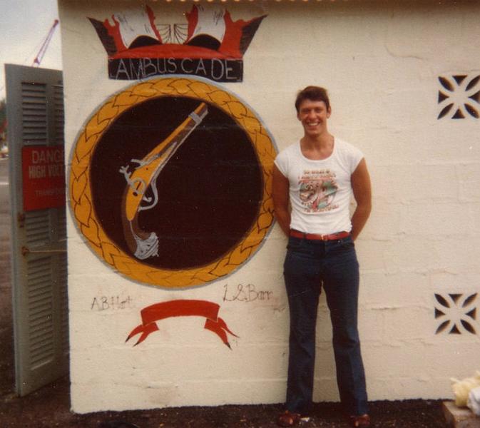 Bermuda78.JPG - Ambuscade Crest on dockyard building in Bermuda 1978