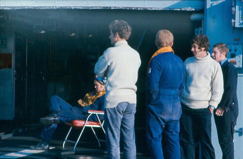 76scan0054_jpg.jpg - Flight hard at work 1976L-R (asleep) Kev marshall (Naval Airman), Daisy Adams (Killick Greenie), Ginge Harris (Killick Air Mech), Ricky ?? (Killick Pinkie), Plus one rogue stoker-photo©David Marchant