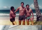 SunterWarburtonMoorman  SunterWarburtonMoorman:  Maracas Beach, Trinidad with Tom Sunter (XO), Bryan Warberton (WEO) and John Moorman (Schoolie) – I was the sober one with the camera and the car keys to get us back to Ambuscade!